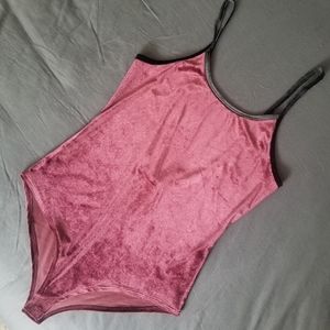 Burgundy Crushed Velvet Bodysuit
